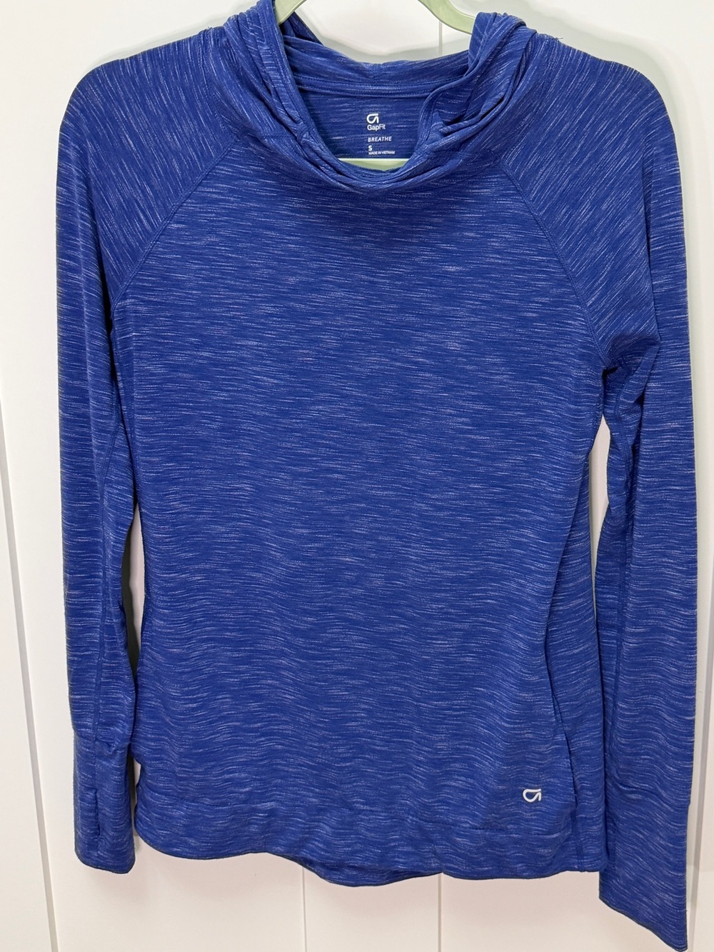 GAP Women's Heathered Royal Blue Cowl Neck Hooded Pullover